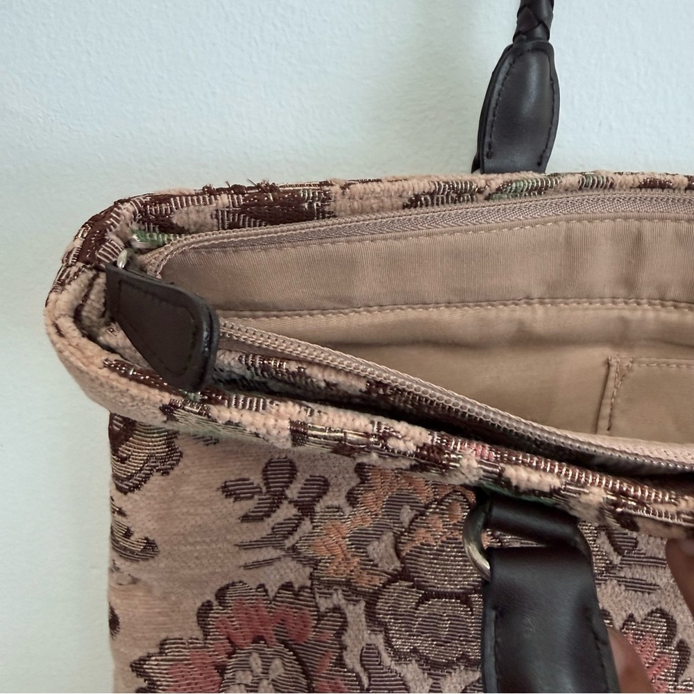 Coldwater Creek Vintage Boho Floral Tapestry Shoulder Bag with Braided Handles - Picture 5 of 12